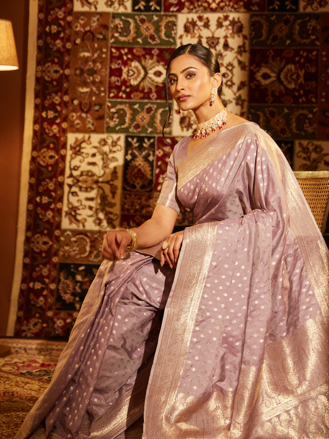 Dhiyona KS Women's Woven Design Zari Banarasi Saree