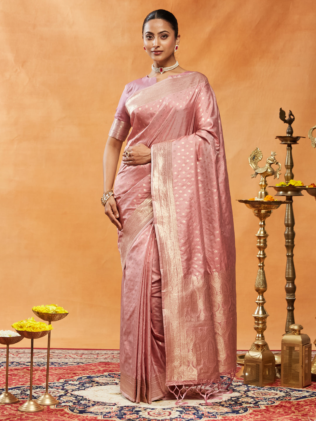 Dhiyona KS Women's Woven Design Ethnic Motifs Zari Banarasi Saree