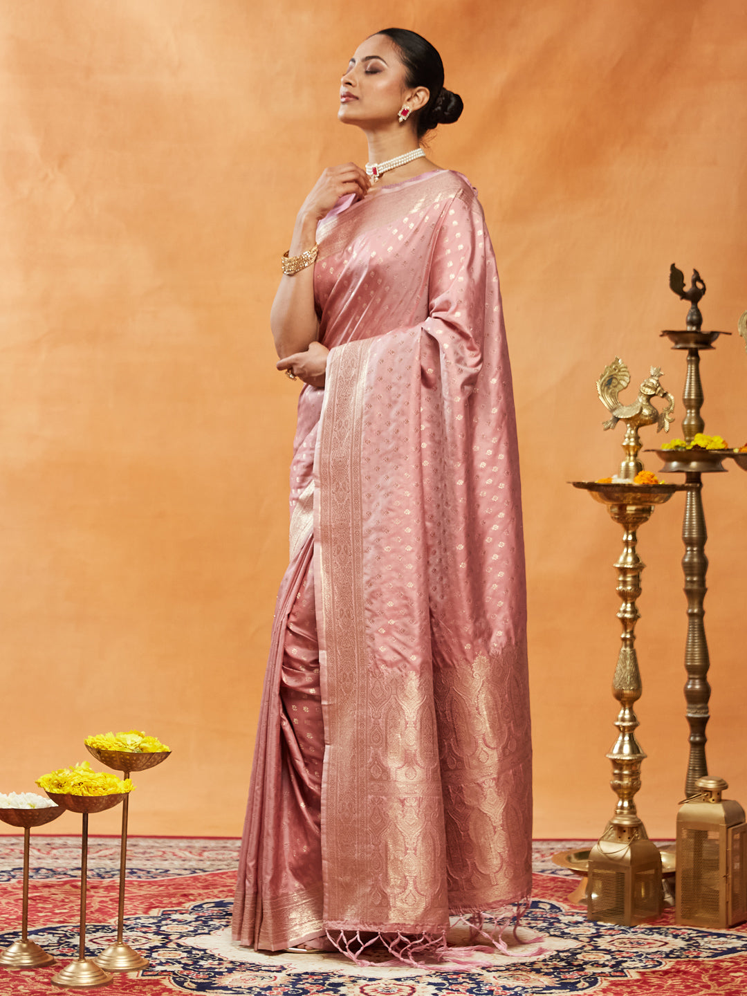 Dhiyona KS Women's Woven Design Ethnic Motifs Zari Banarasi Saree