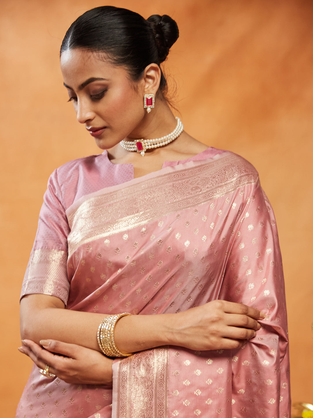 Dhiyona KS Women's Woven Design Ethnic Motifs Zari Banarasi Saree