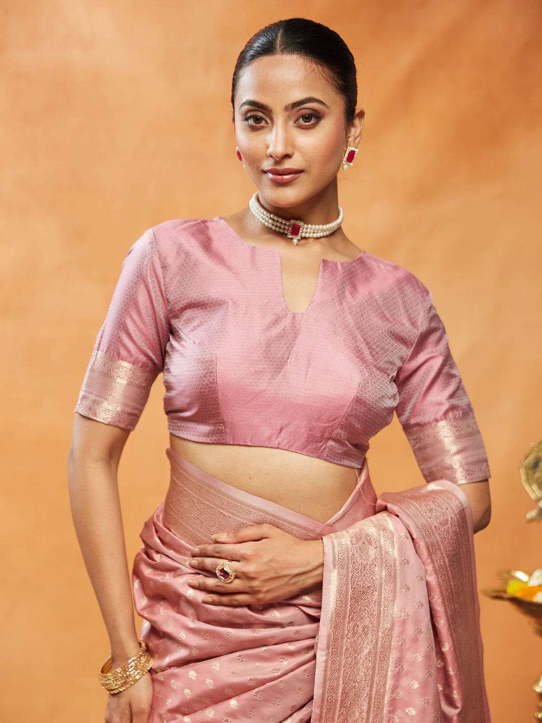 Dhiyona KS Women's Woven Design Ethnic Motifs Zari Banarasi Saree