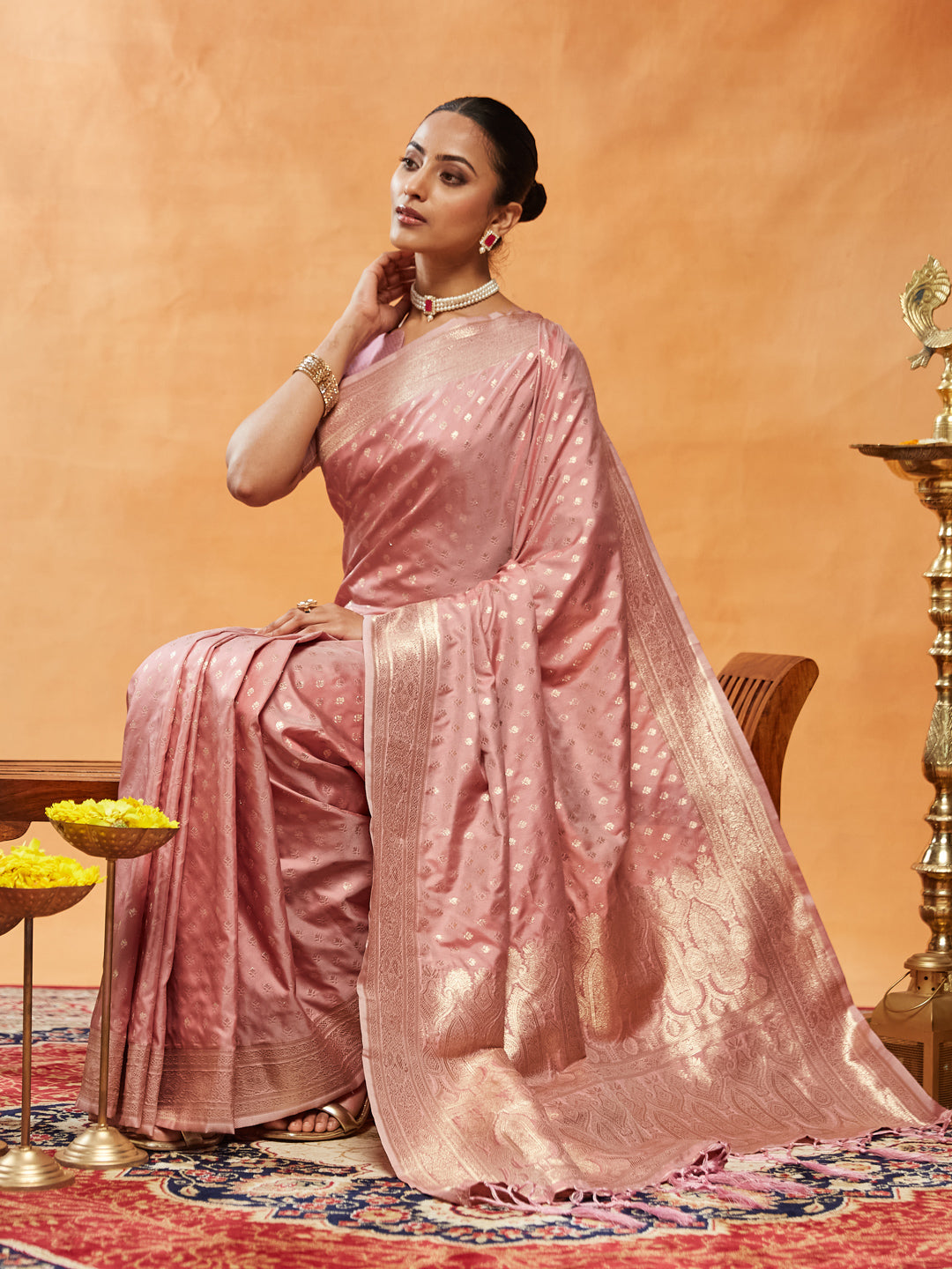 Dhiyona KS Women's Woven Design Ethnic Motifs Zari Banarasi Saree