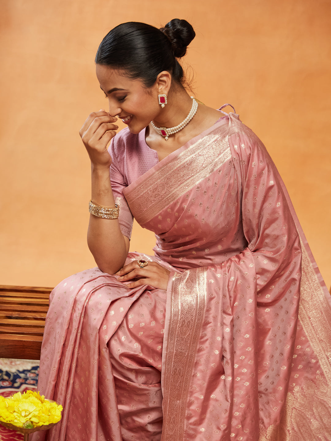 Dhiyona KS Women's Woven Design Ethnic Motifs Zari Banarasi Saree
