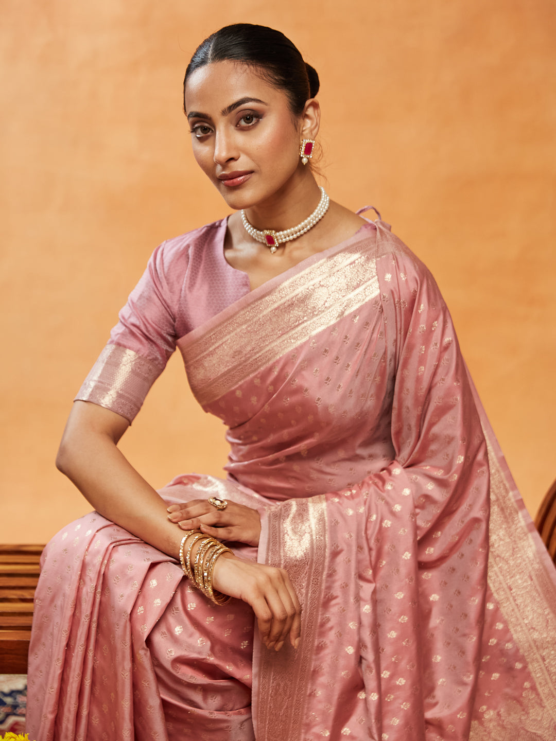 Dhiyona KS Women's Woven Design Ethnic Motifs Zari Banarasi Saree