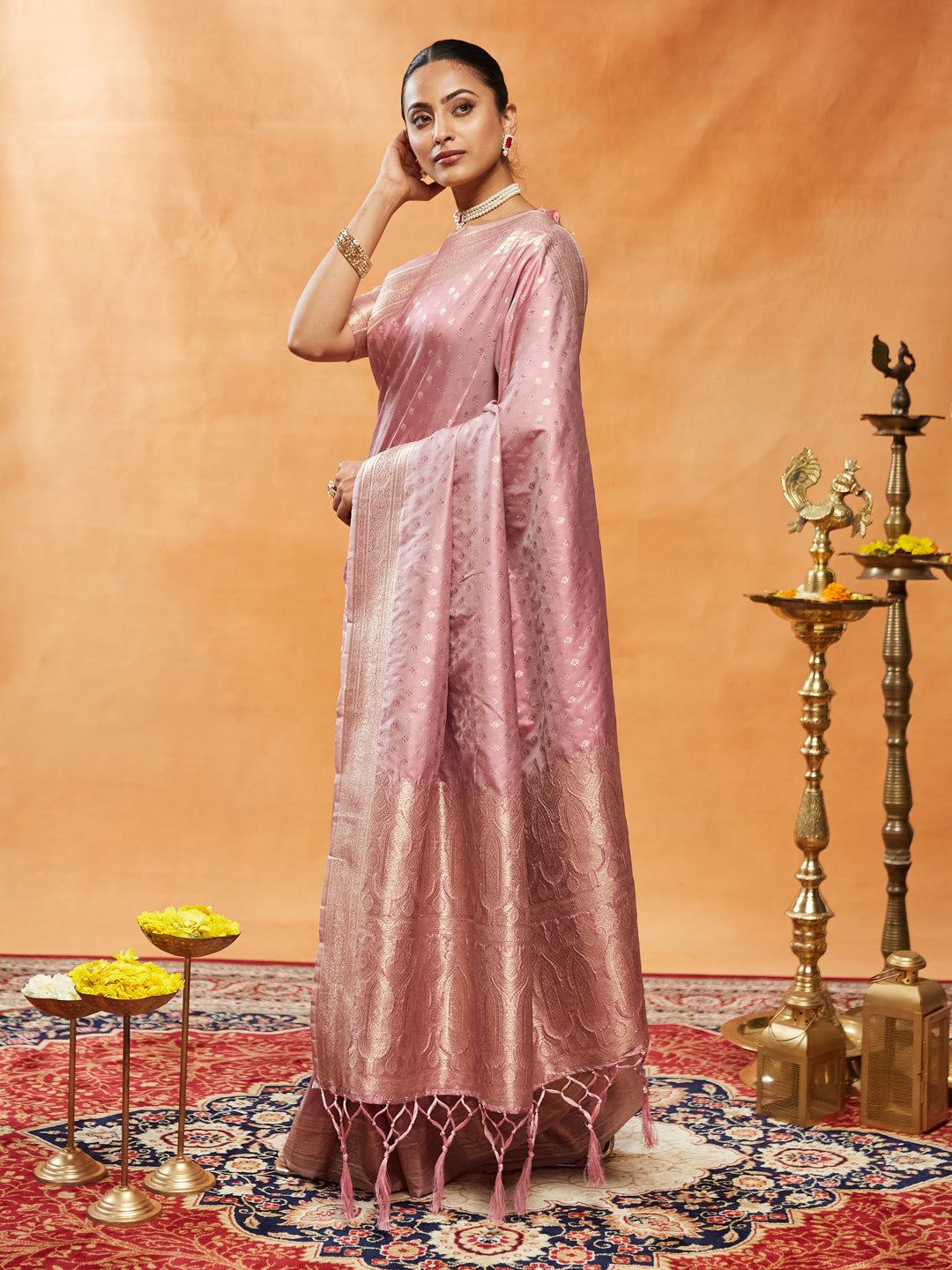 Dhiyona KS Women's Woven Design Ethnic Motifs Zari Banarasi Saree