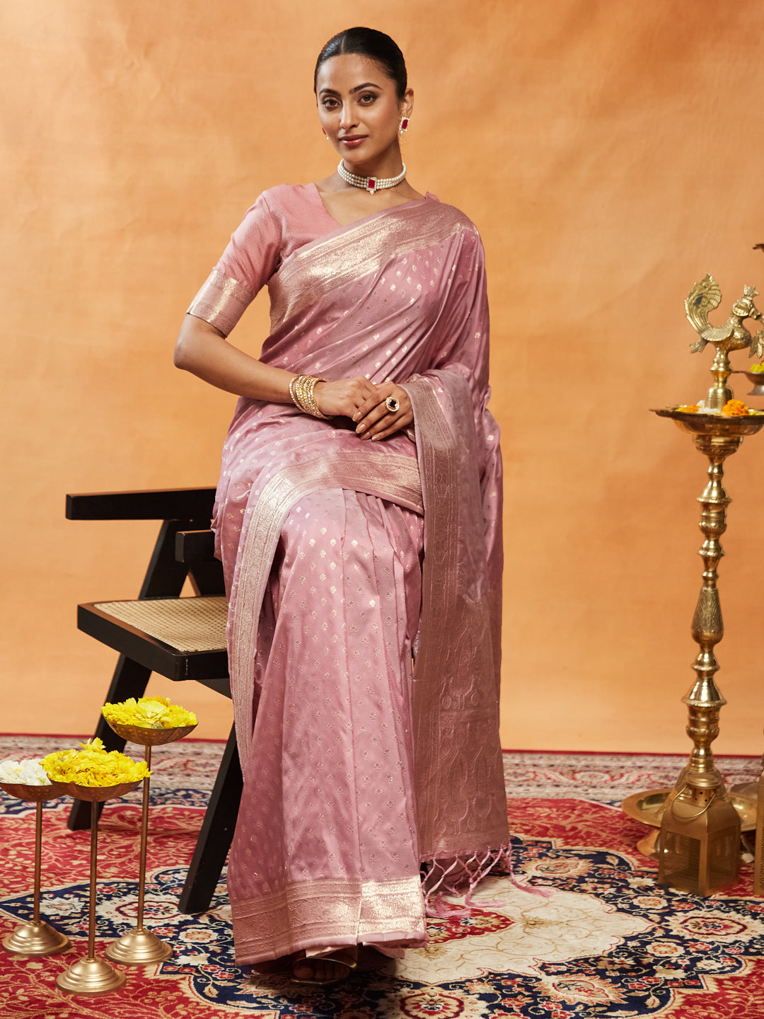 Dhiyona KS Women's Woven Design Ethnic Motifs Zari Banarasi Saree