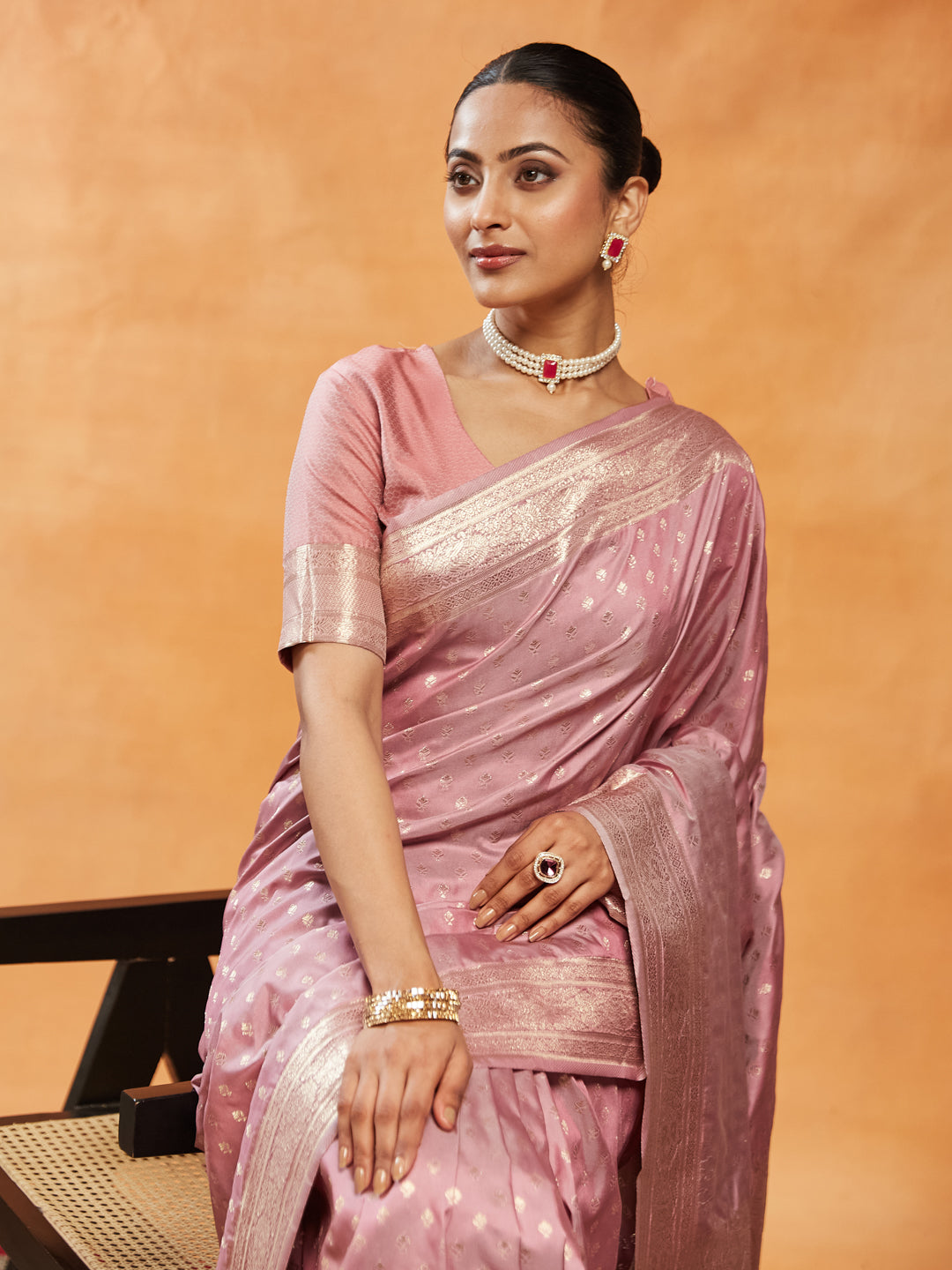 Dhiyona KS Women's Woven Design Ethnic Motifs Zari Banarasi Saree