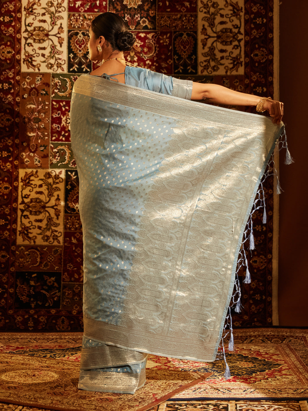 Dhiyona KS Women's Woven Design Ethnic Motifs Zari Banarasi Saree