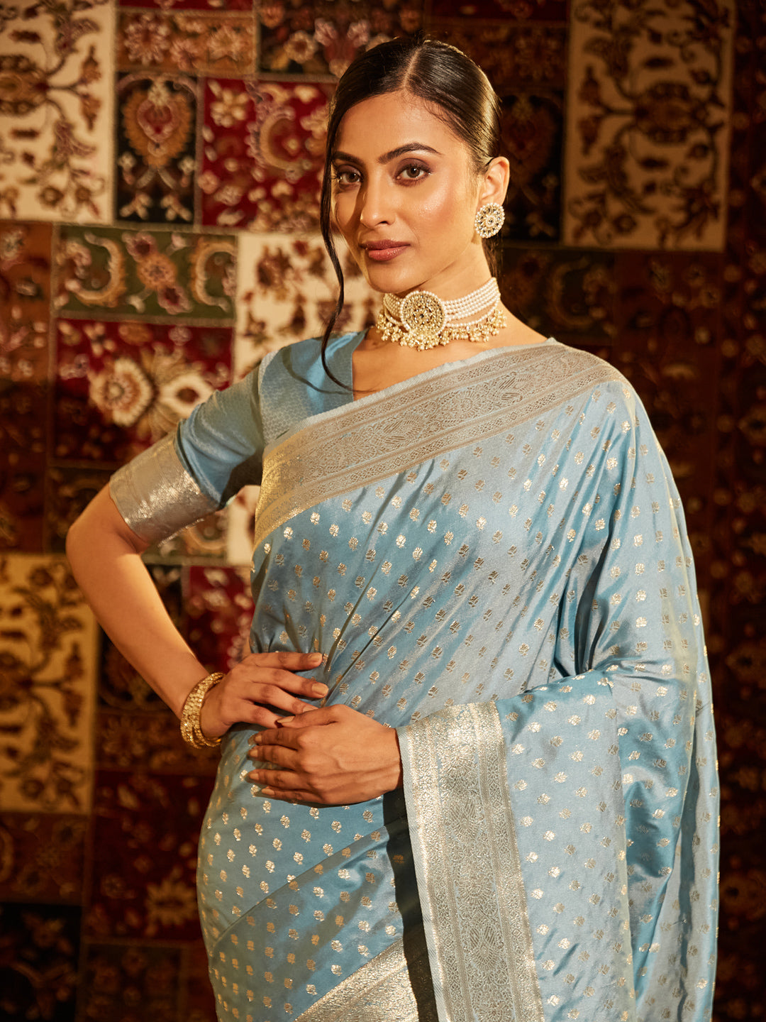 Dhiyona KS Women's Woven Design Ethnic Motifs Zari Banarasi Saree