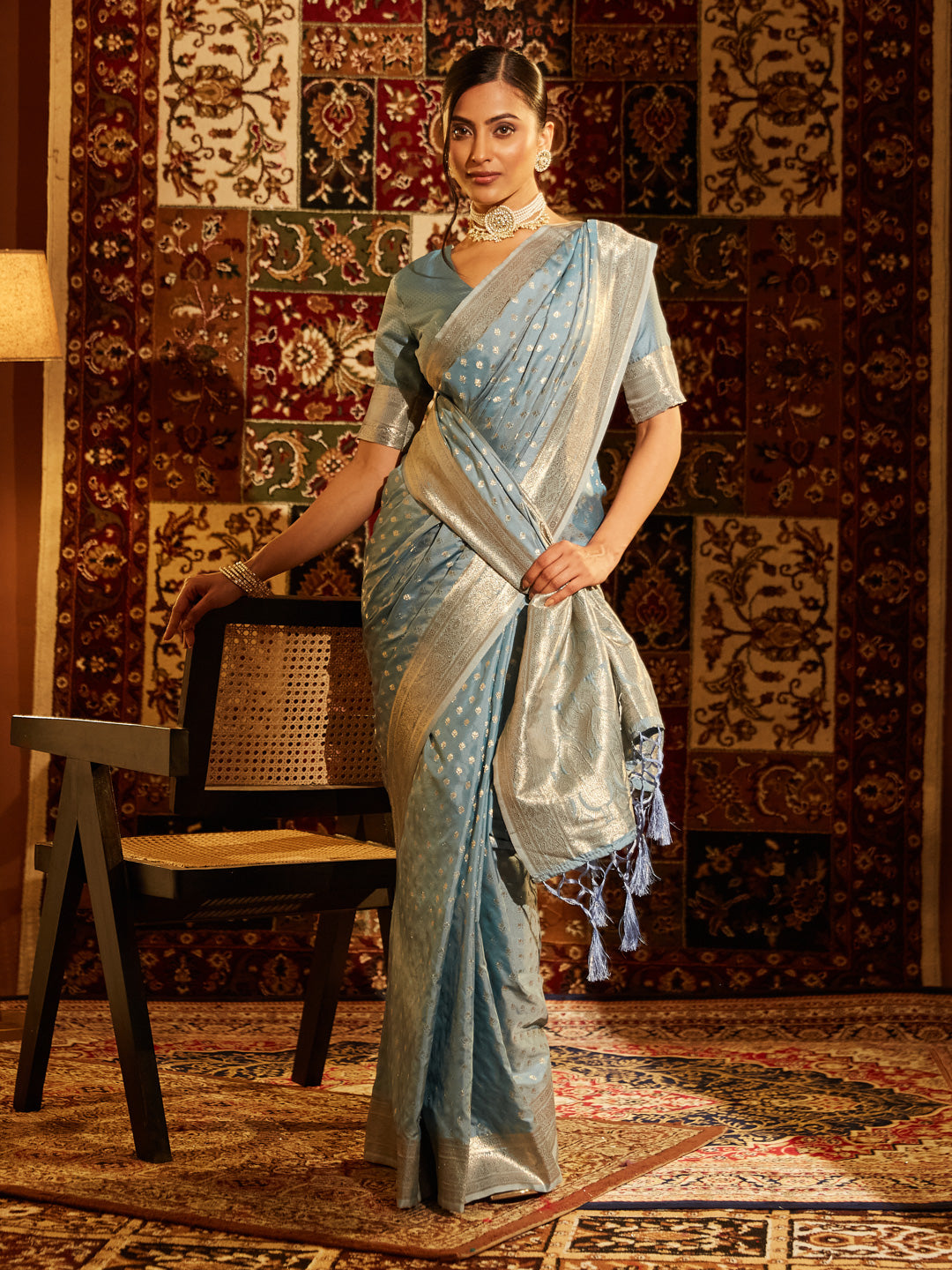 Dhiyona KS Women's Woven Design Ethnic Motifs Zari Banarasi Saree