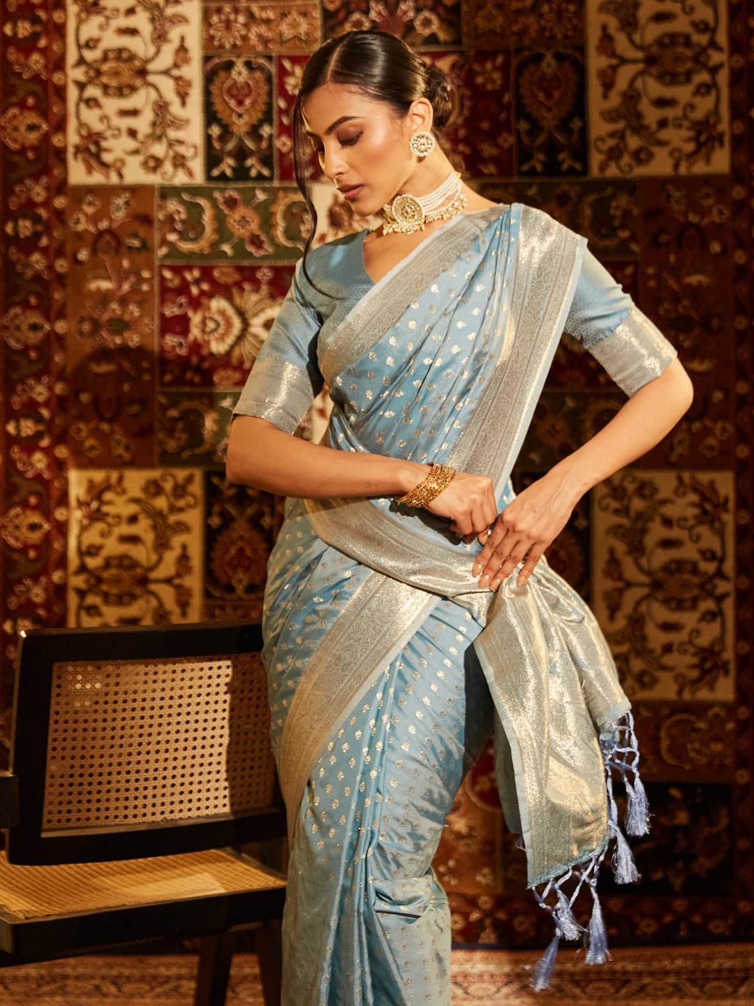 Dhiyona KS Women's Woven Design Ethnic Motifs Zari Banarasi Saree