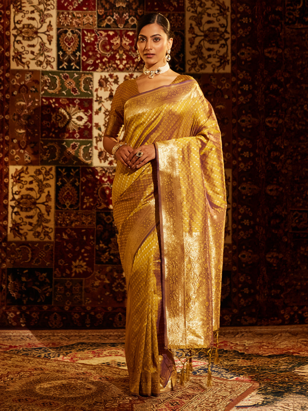 Dhiyona KS Women's Woven Design Zari Banarasi Saree