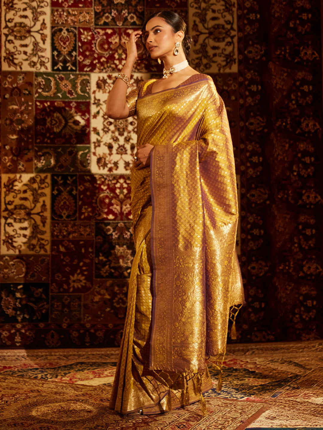 Dhiyona KS Women's Woven Design Zari Banarasi Saree