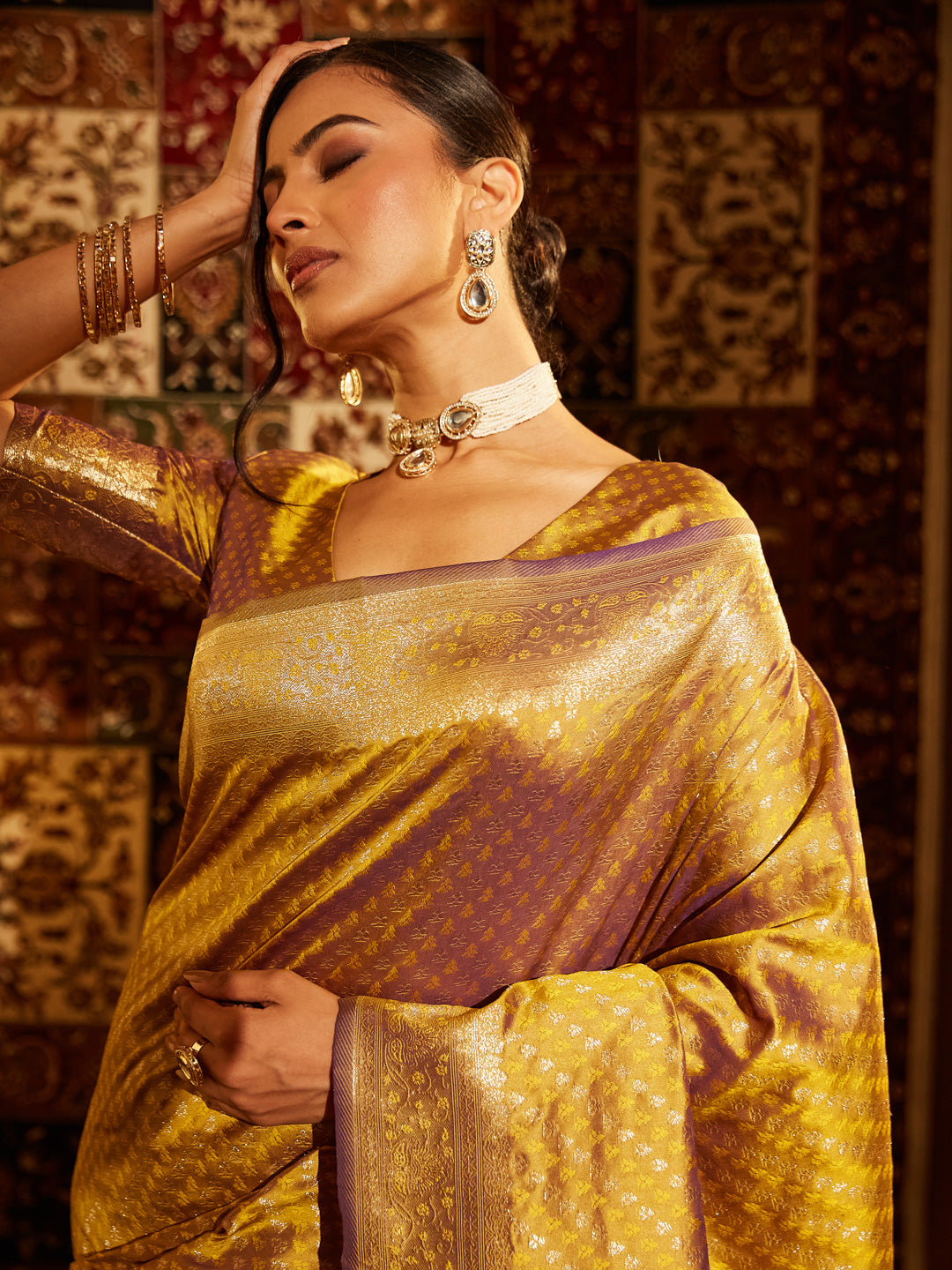 Dhiyona KS Women's Woven Design Zari Banarasi Saree