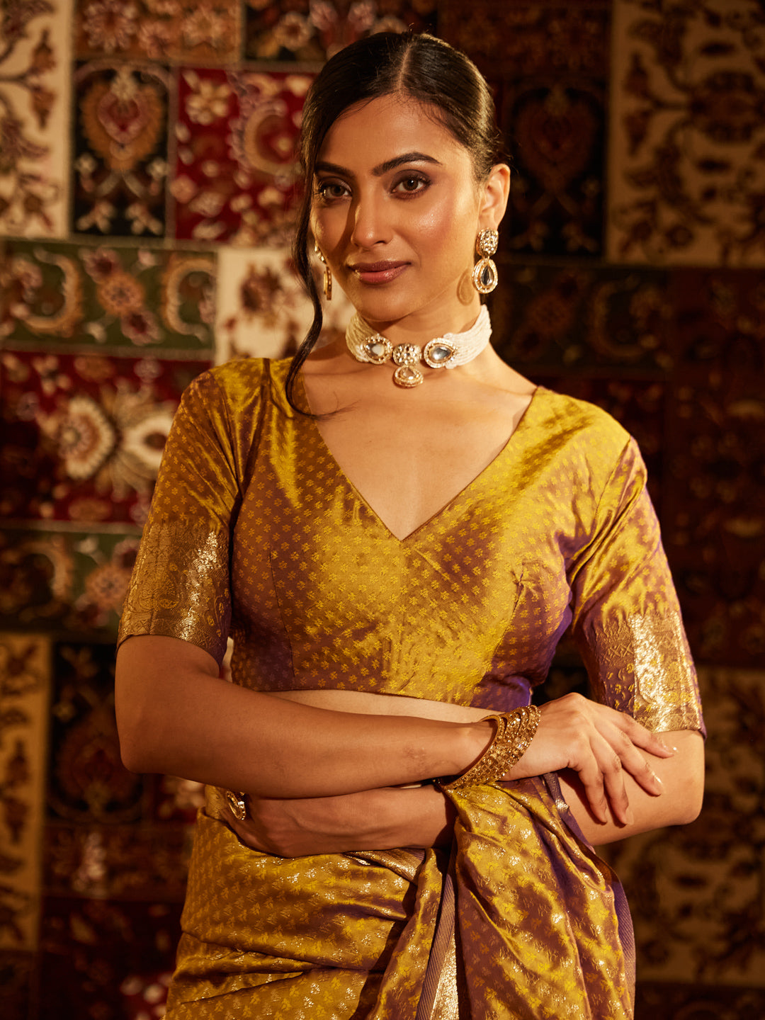 Dhiyona KS Women's Woven Design Zari Banarasi Saree