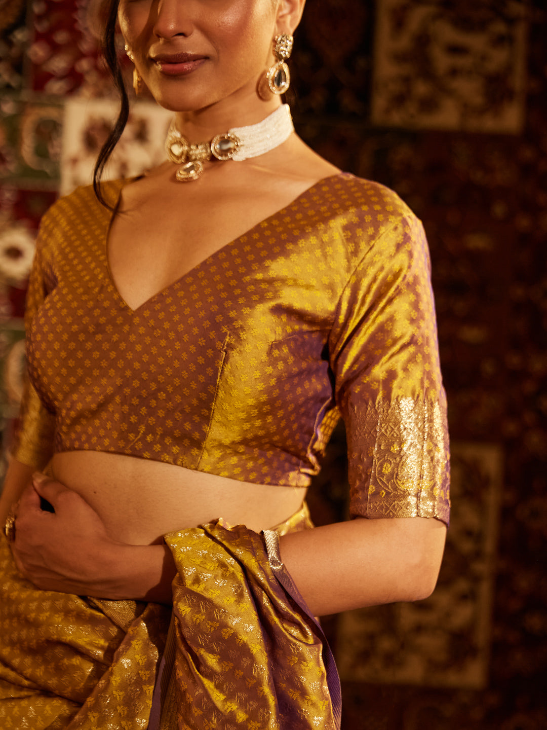 Dhiyona KS Women's Woven Design Zari Banarasi Saree