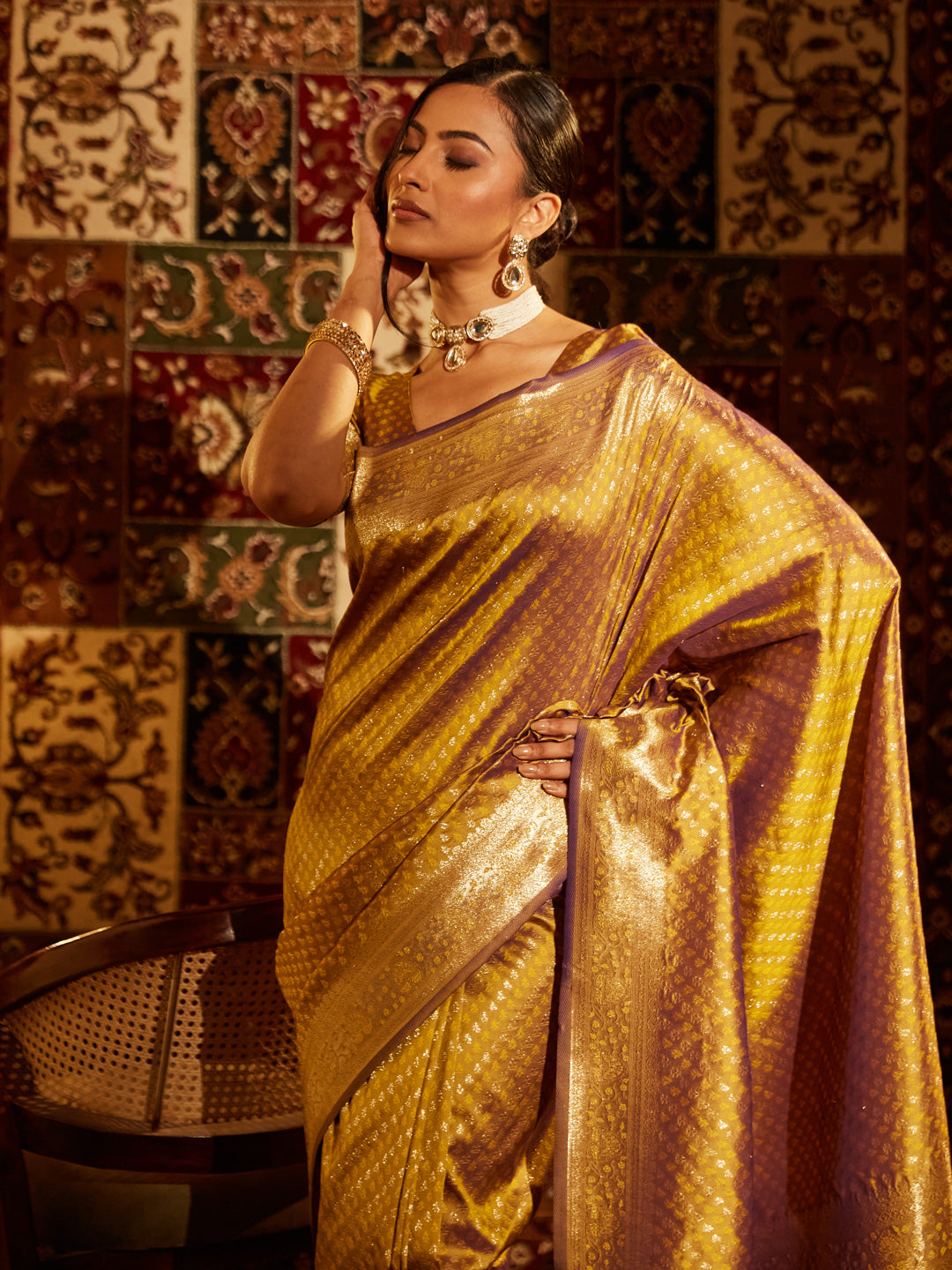 Dhiyona KS Women's Woven Design Zari Banarasi Saree