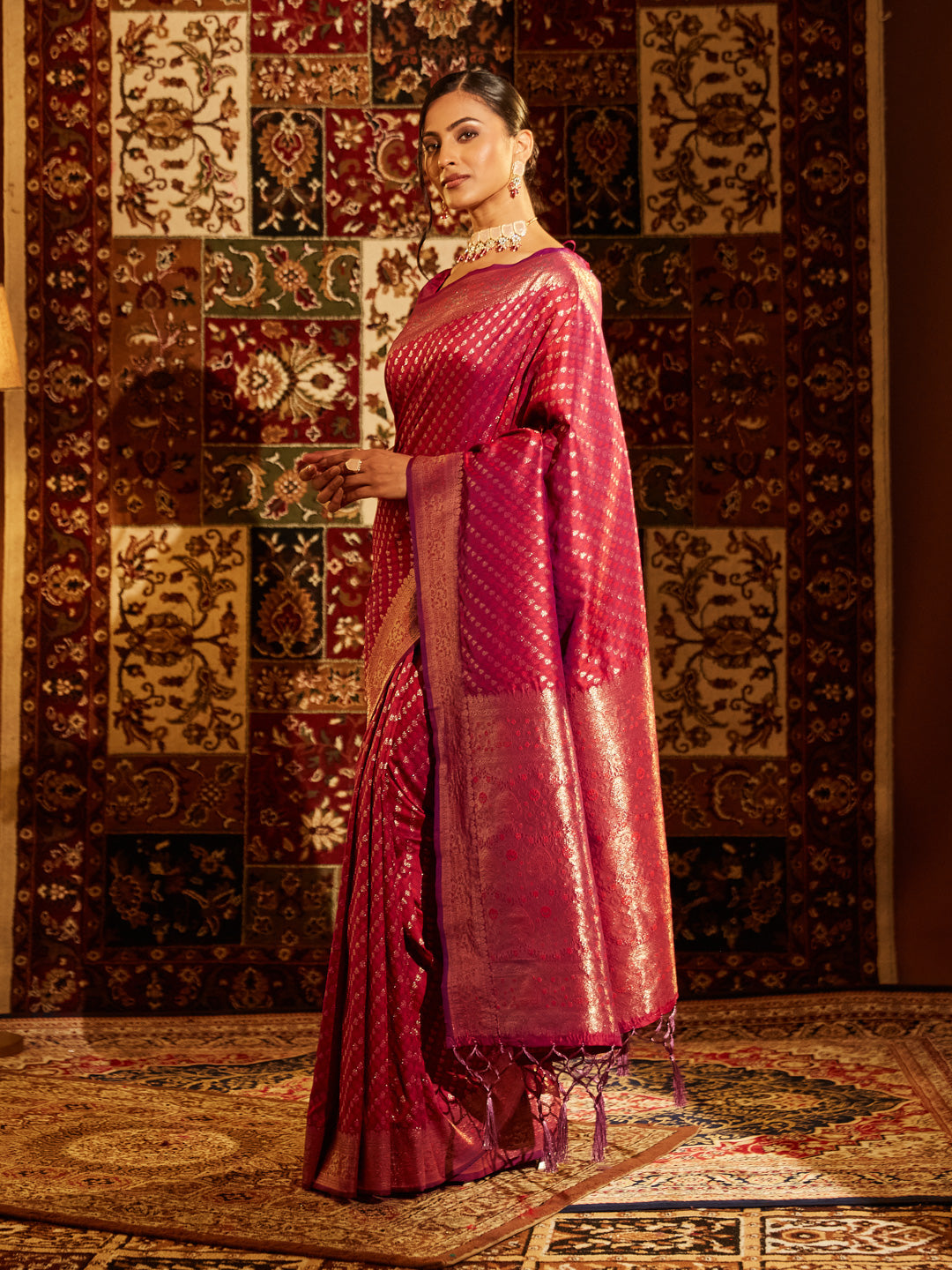 Dhiyona KS Women's Woven Design Zari Banarasi Saree