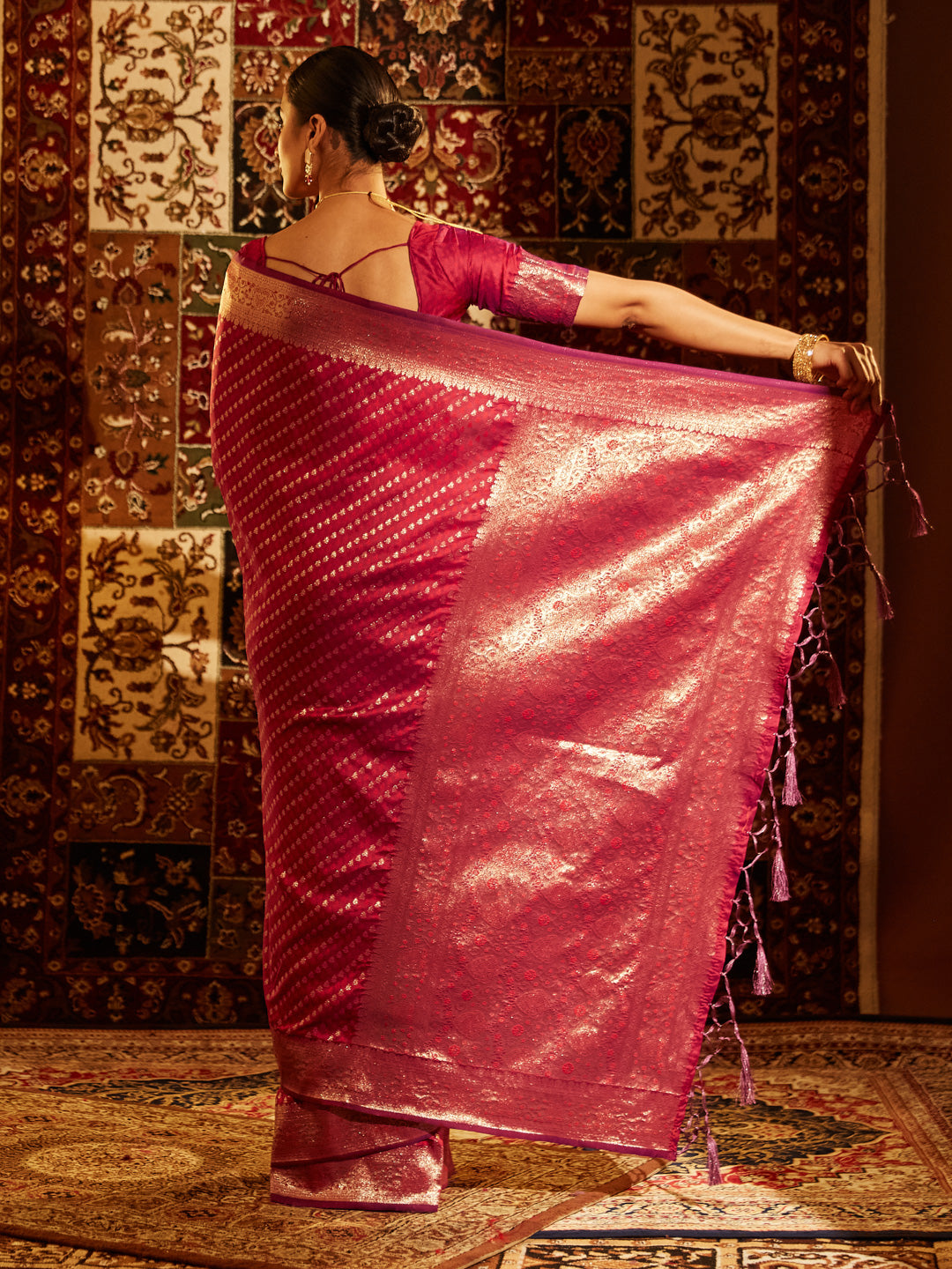 Dhiyona KS Women's Woven Design Zari Banarasi Saree