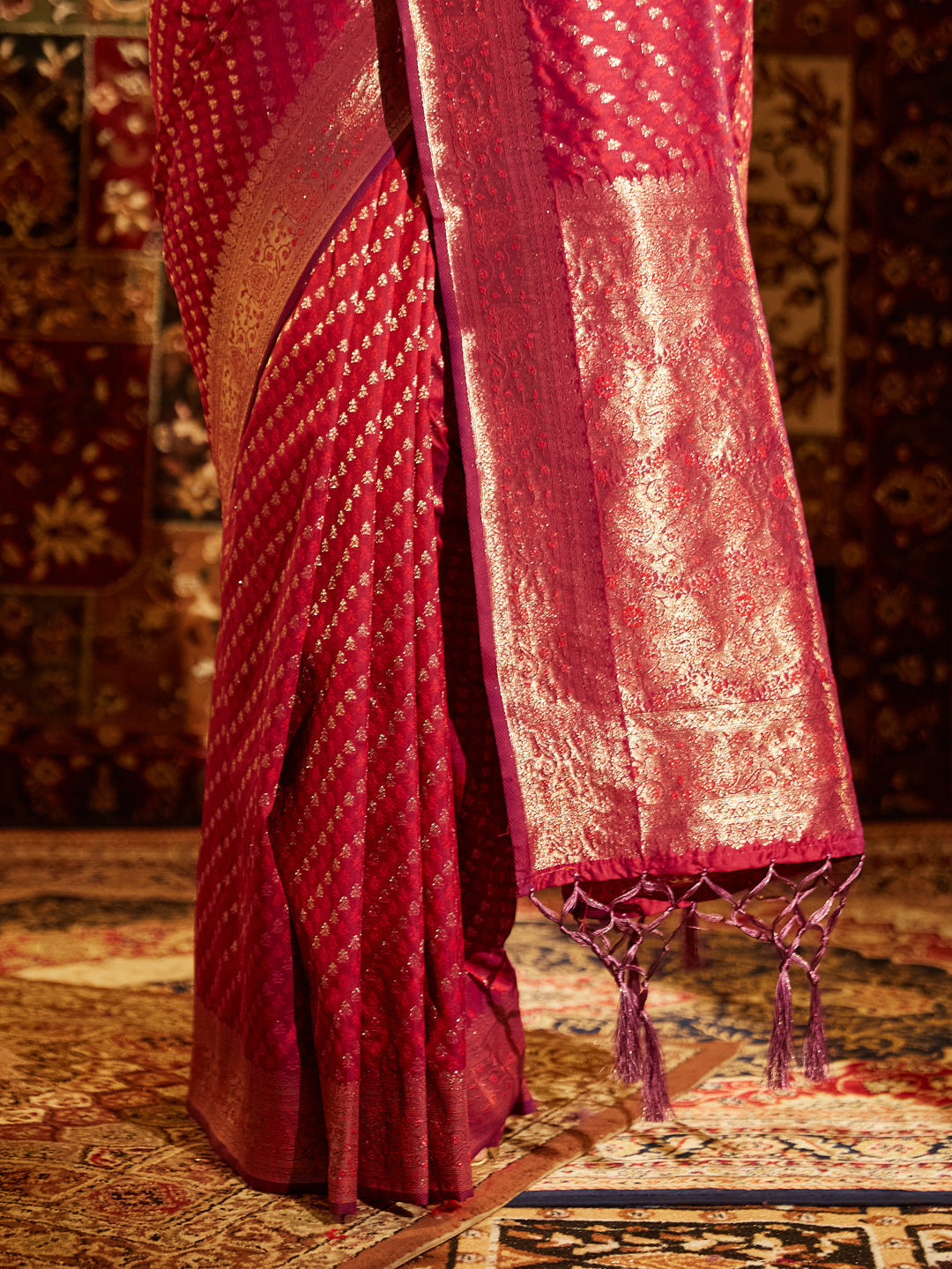 Dhiyona KS Women's Woven Design Zari Banarasi Saree
