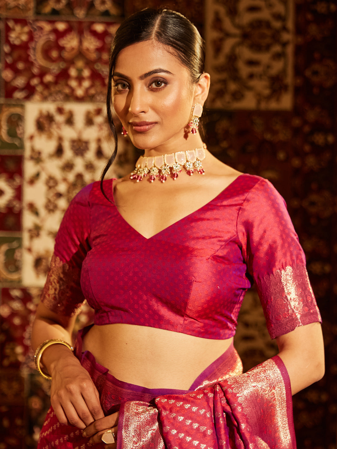 Dhiyona KS Women's Woven Design Zari Banarasi Saree