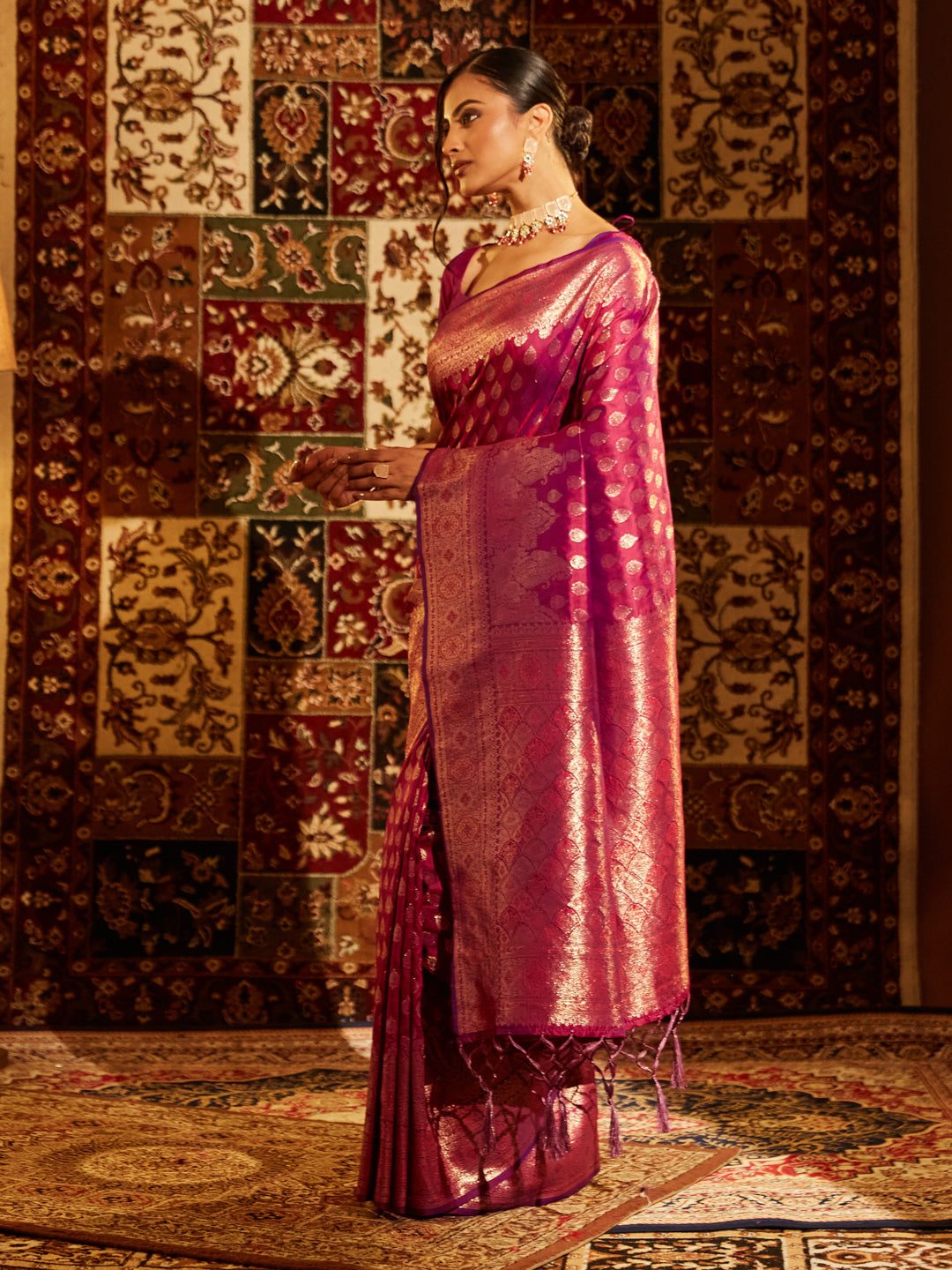 Dhiyona KS Women's Woven Design Zari Banarasi Saree