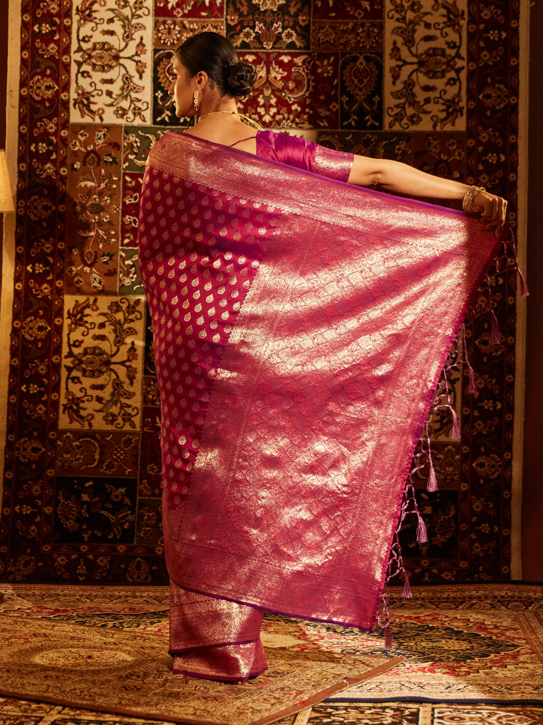 Dhiyona KS Women's Woven Design Zari Banarasi Saree