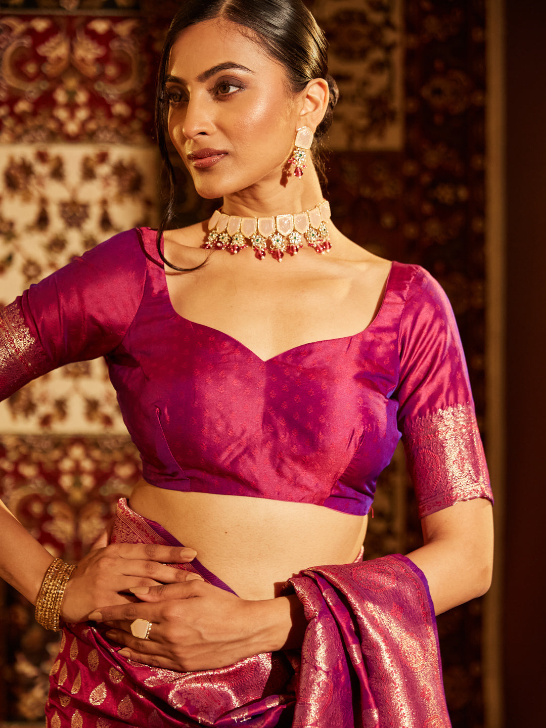 Dhiyona KS Women's Woven Design Zari Banarasi Saree