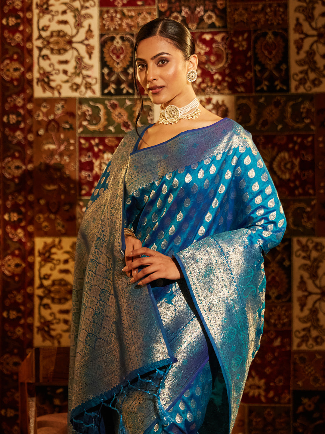 Dhiyona KS Women's Woven Design Zari Banarasi Saree