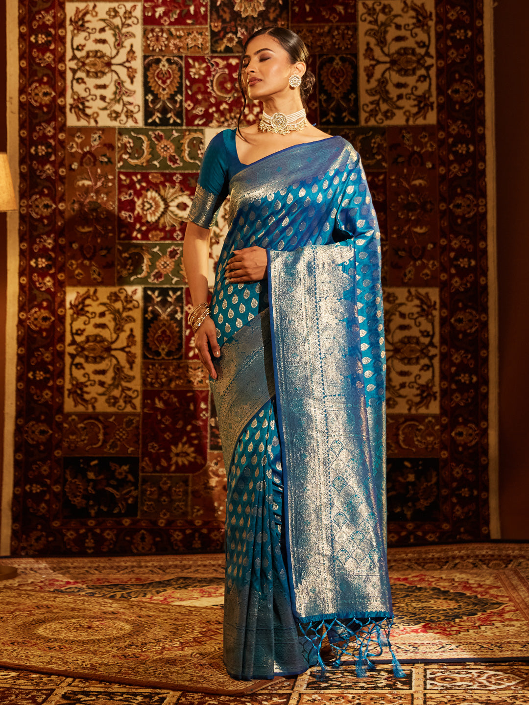 Dhiyona KS Women's Woven Design Zari Banarasi Saree