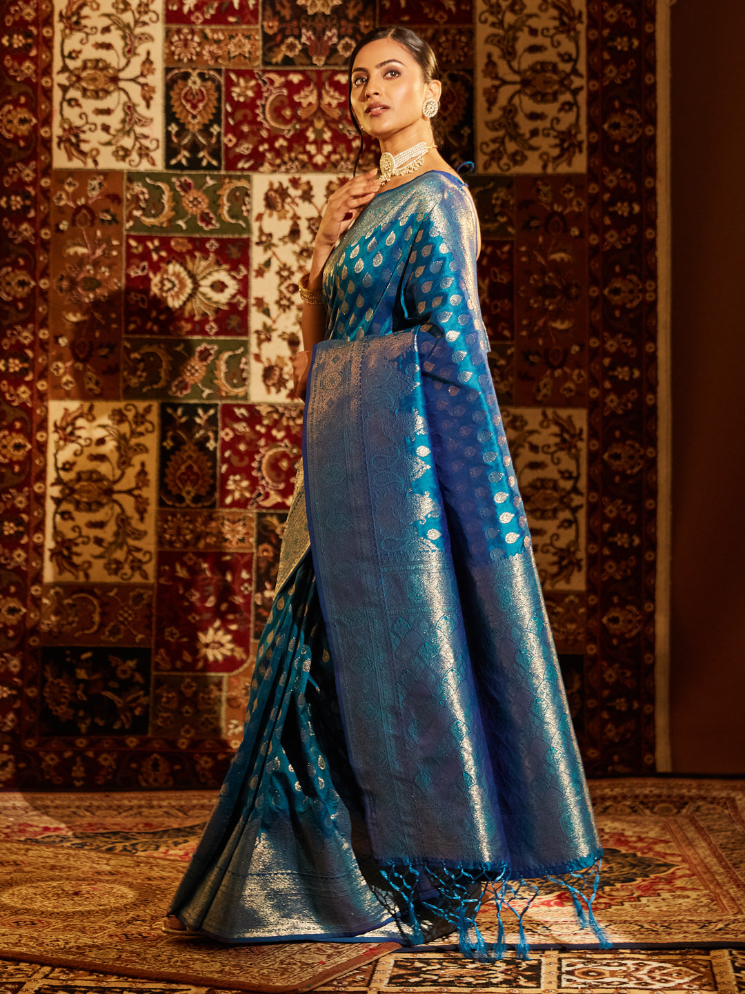 Dhiyona KS Women's Woven Design Zari Banarasi Saree