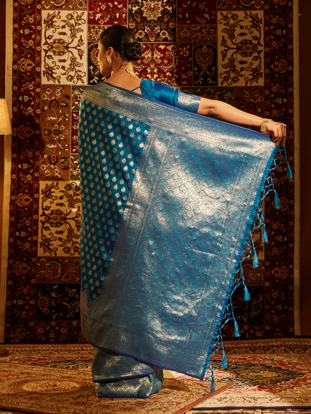 Dhiyona KS Women's Woven Design Zari Banarasi Saree