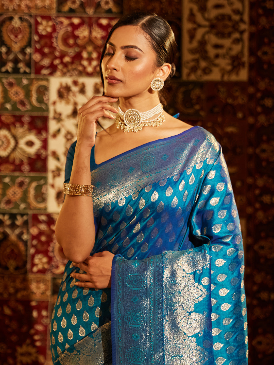 Dhiyona KS Women's Woven Design Zari Banarasi Saree