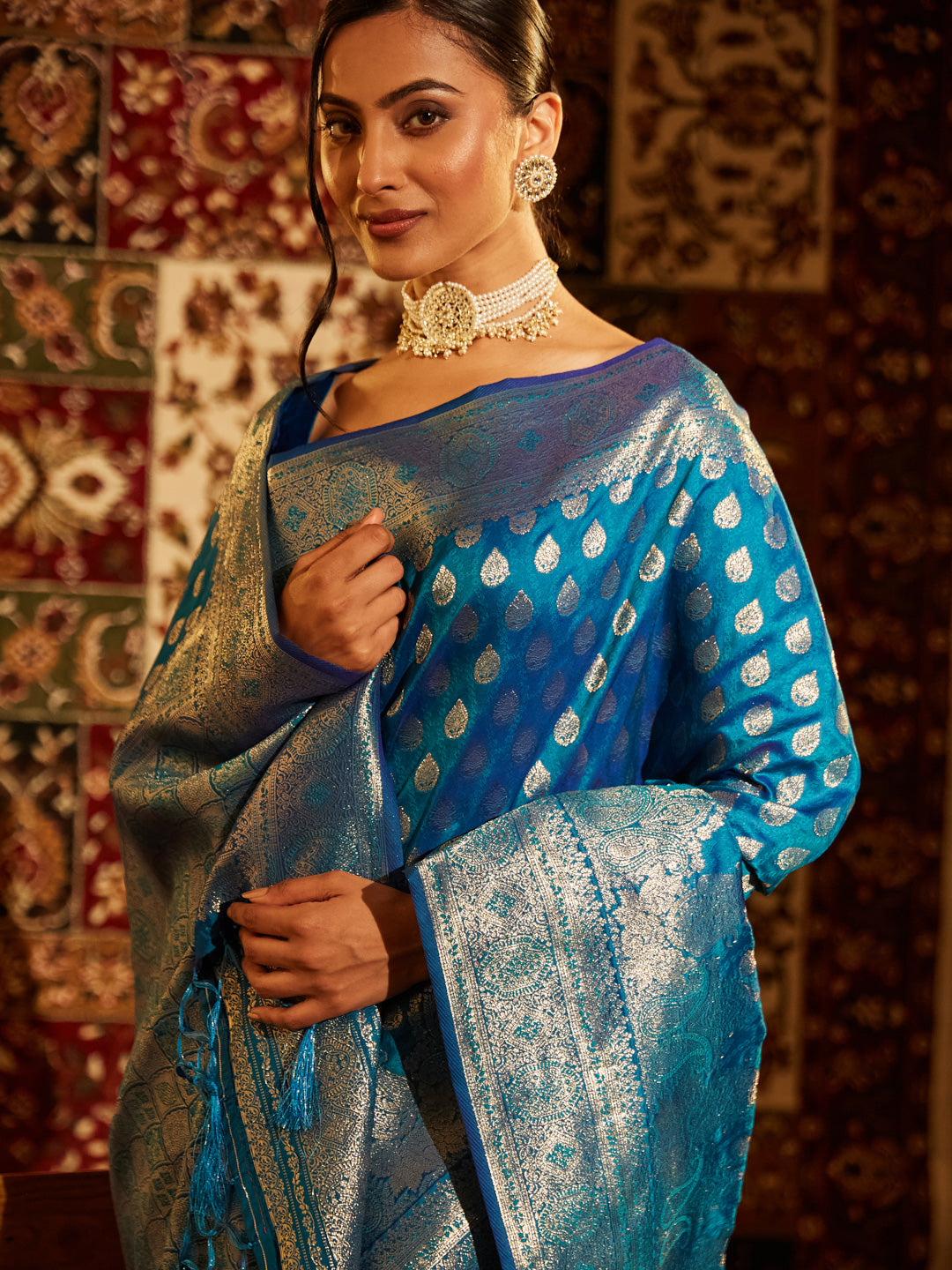 Dhiyona KS Women's Woven Design Zari Banarasi Saree