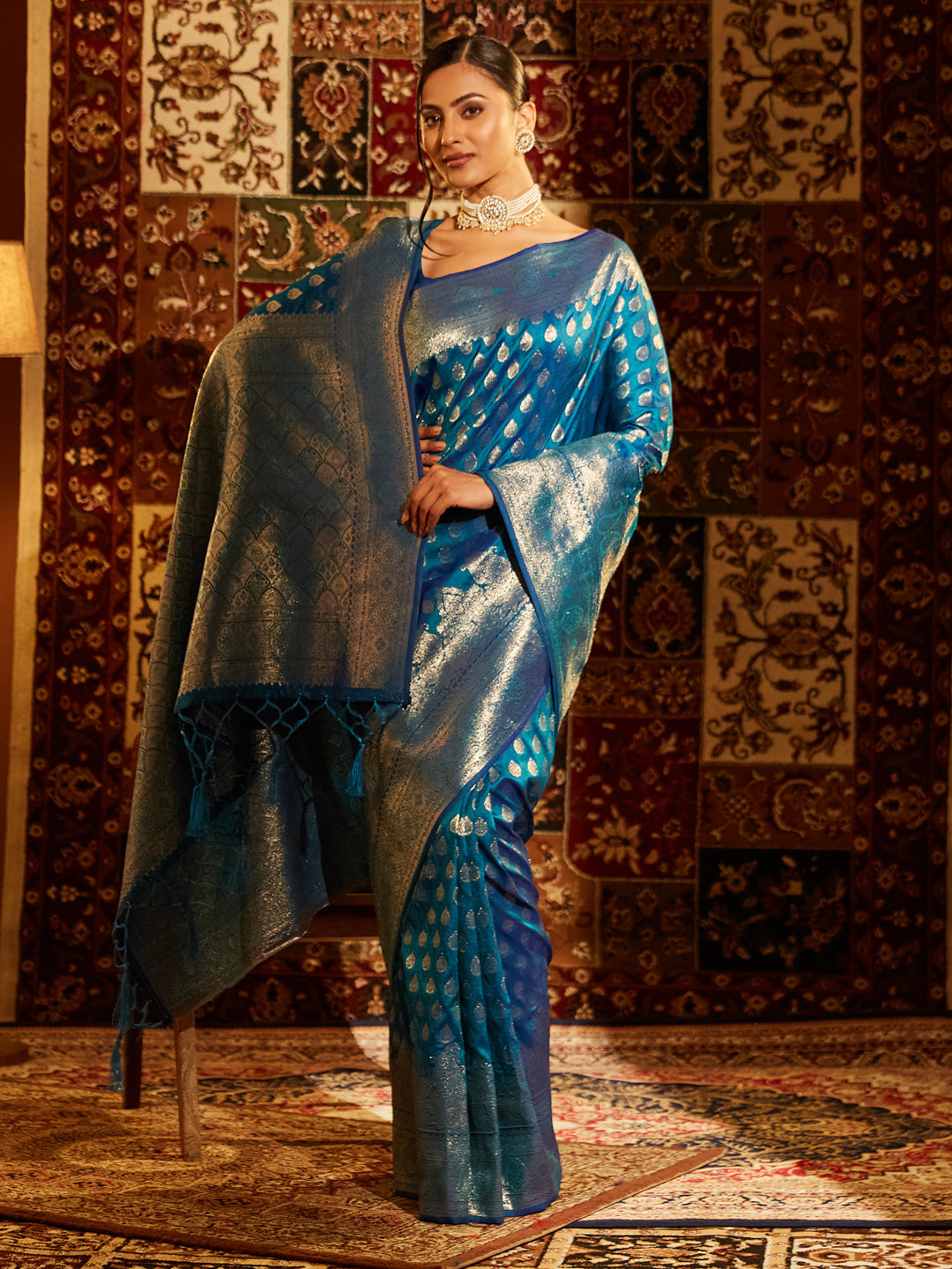 Dhiyona KS Women's Woven Design Zari Banarasi Saree