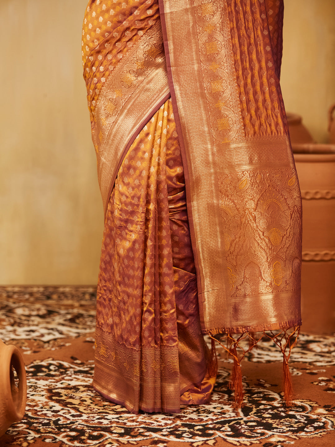 Dhiyona KS Women's Women Zari Work Ethnic Motifs Art Silk Designer Banarasi Saree