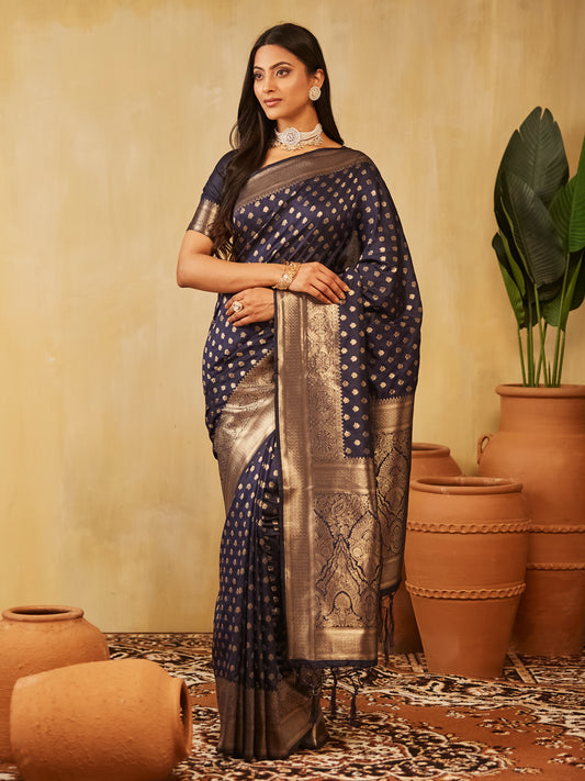 Dhiyona KS Women's Ethnic Motifs Woven Design Zari Banarasi Saree