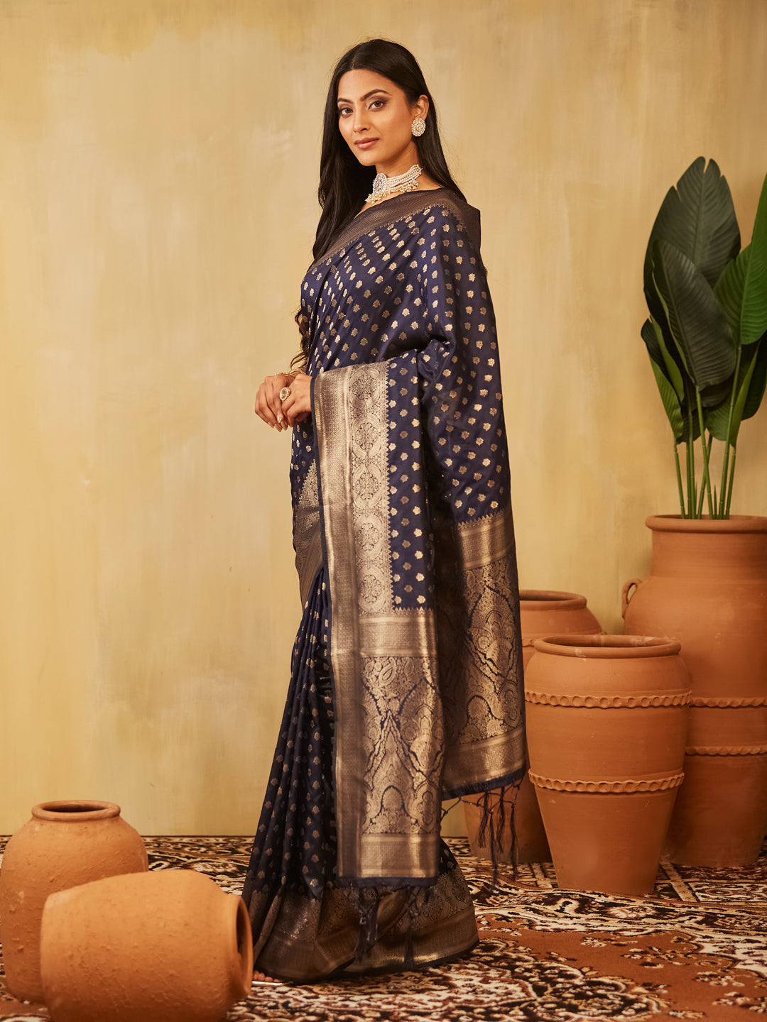 Dhiyona KS Women's Ethnic Motifs Woven Design Zari Banarasi Saree