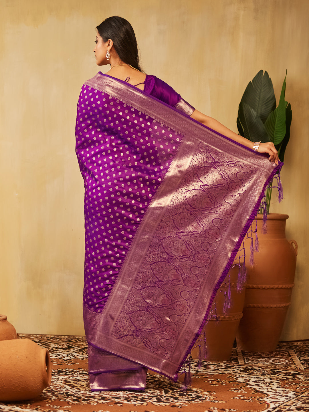 Dhiyona KS Women's Ethnic Motifs Woven Design Zari Banarasi Saree