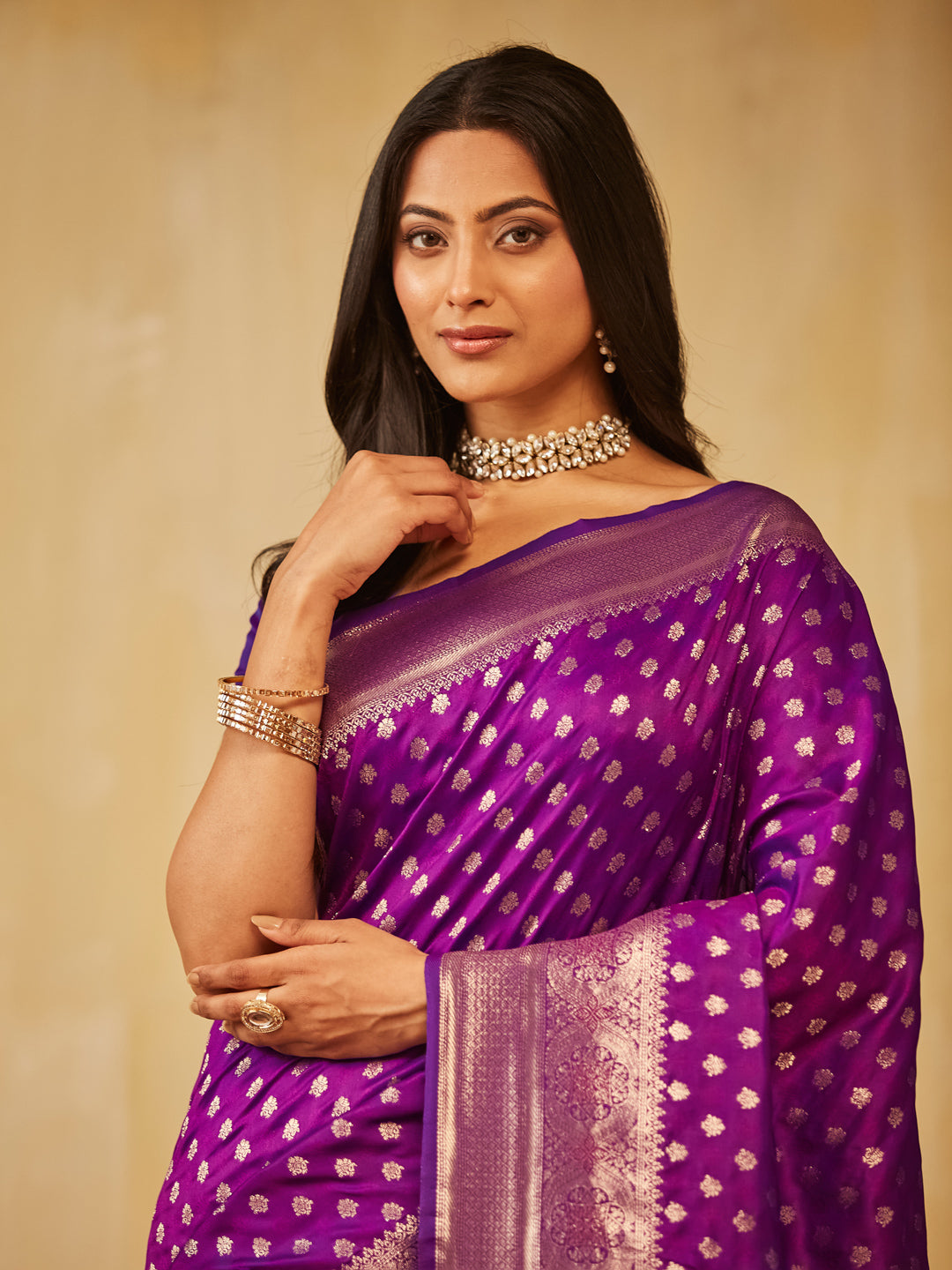 Dhiyona KS Women's Ethnic Motifs Woven Design Zari Banarasi Saree