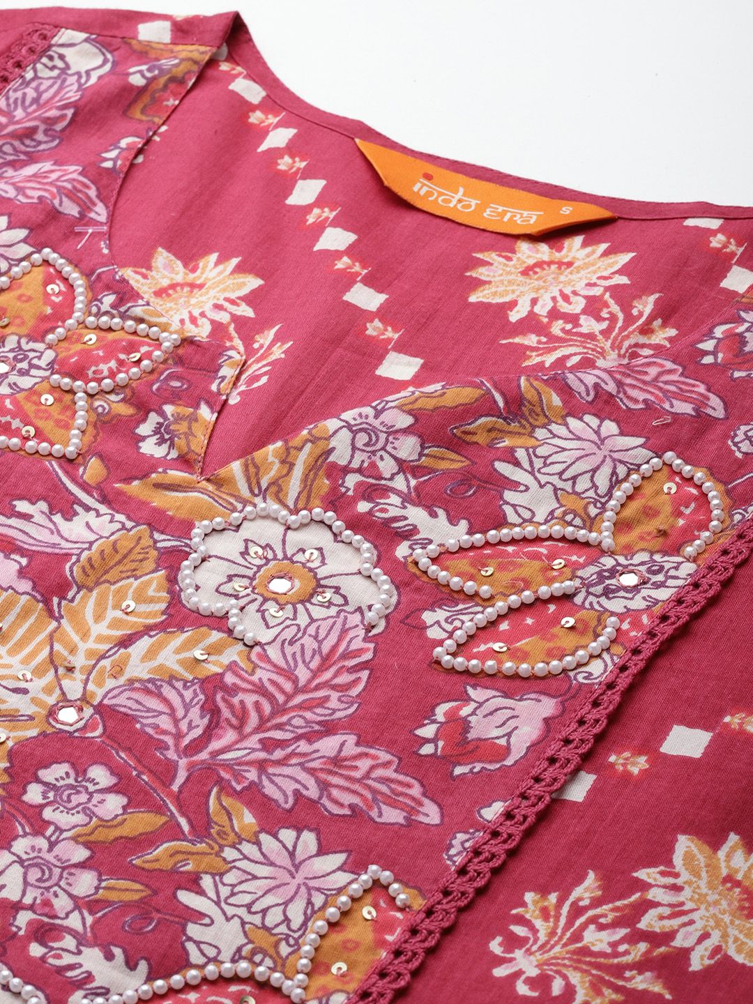 Dhiyona IE Floral Printed Pure Cotton Kurta with Trousers & Dupatta