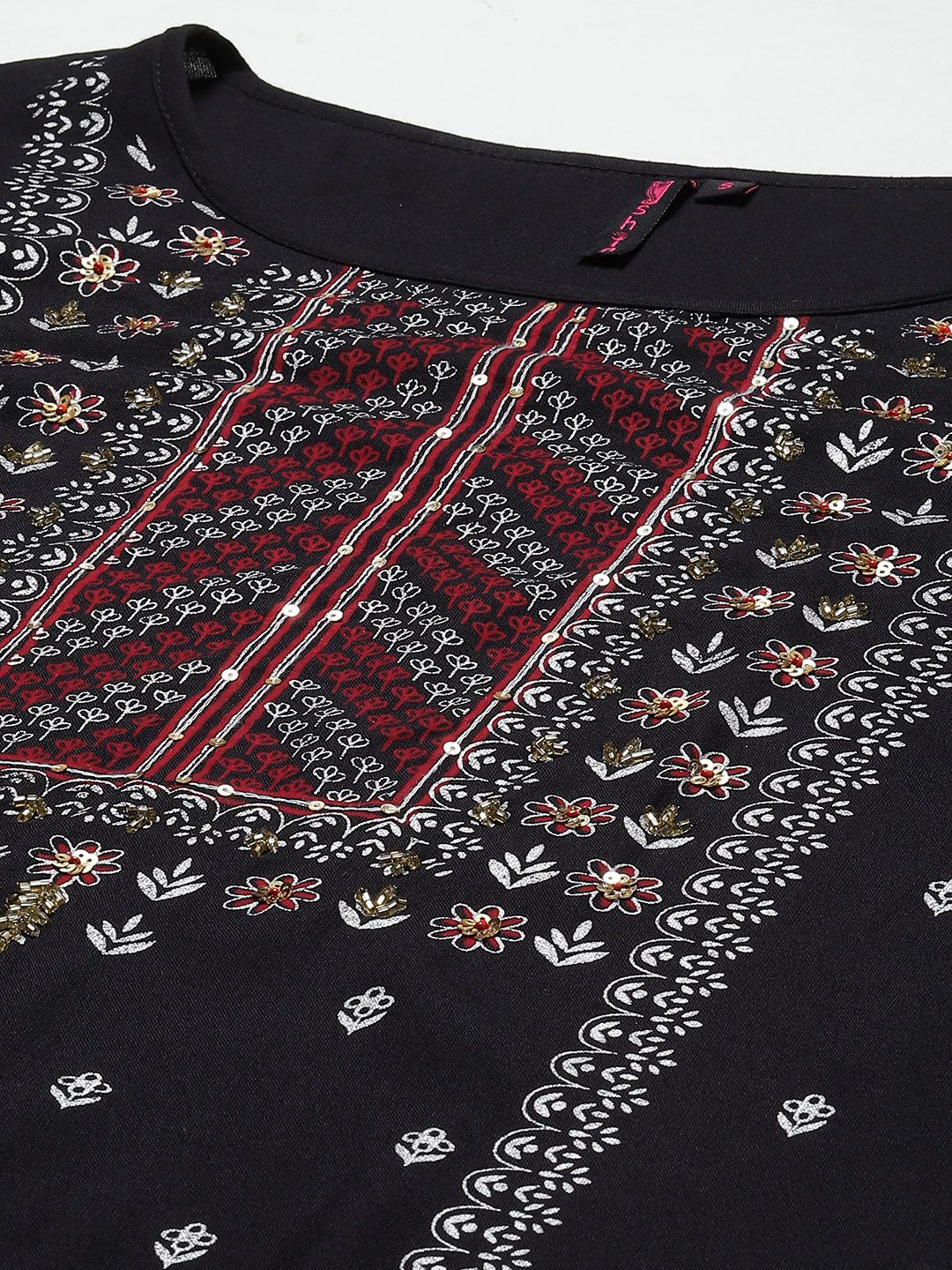Dhiyona IS Women's Women Black Floral Embroidered Regular Kurta with Palazzos & With Dupatta