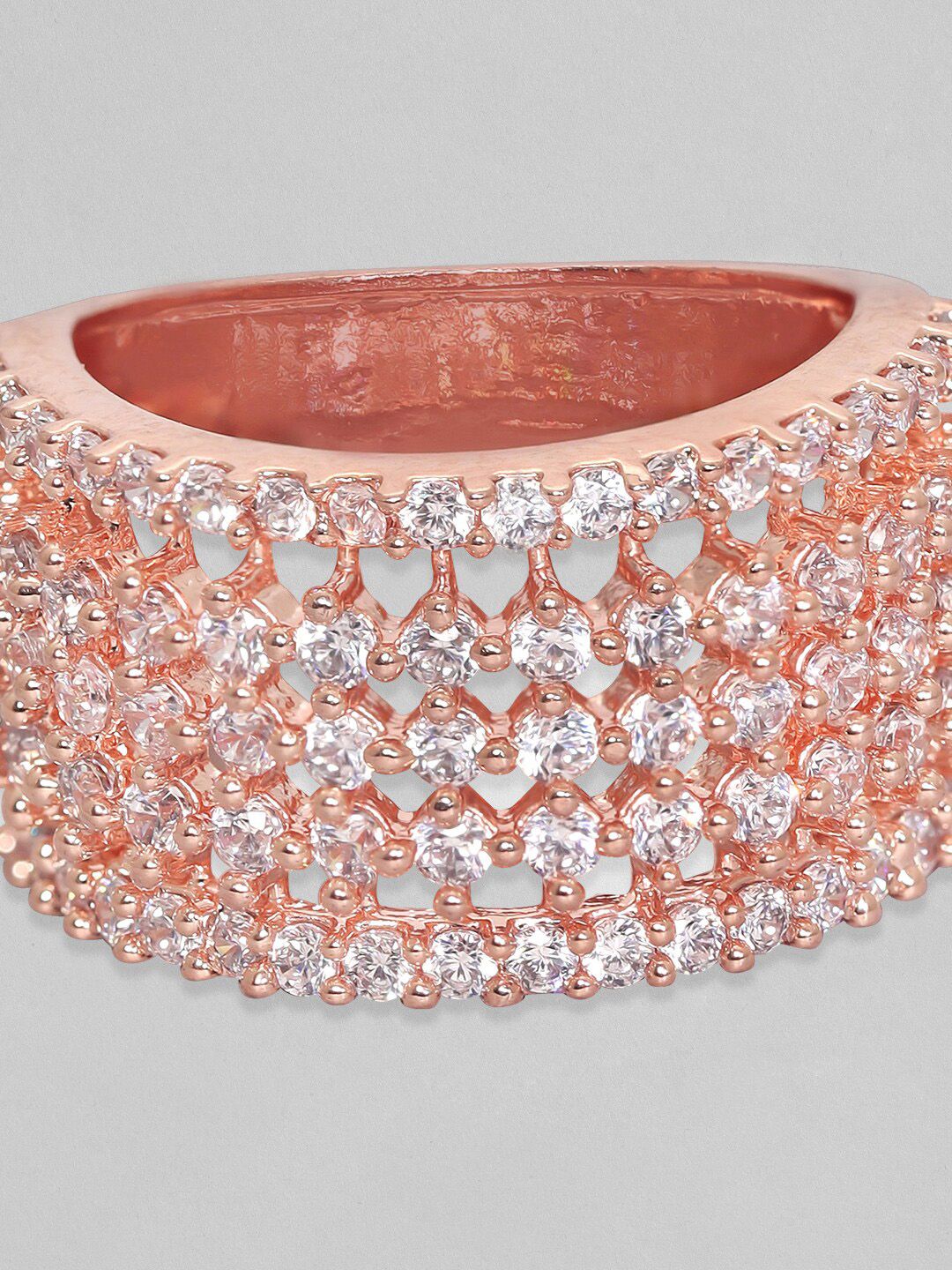 Dhiyona RJ Women's 18k Rose Gold-Plated & CZ-Studded Finger Ring