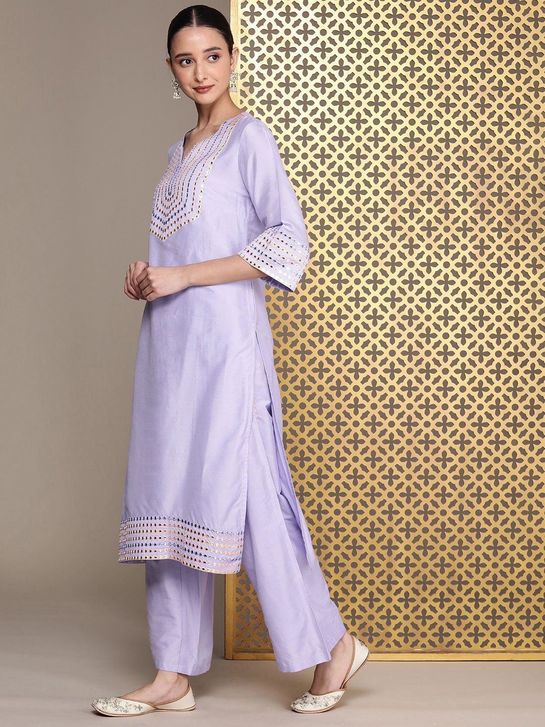 Dhiyona PD Women Embroidered Beads and Stones Jashn Kurta with Palazzos & Dupatta