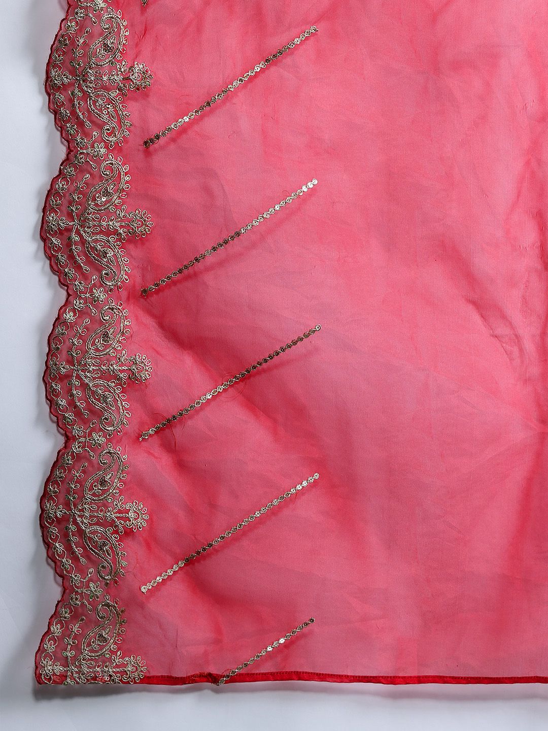 Dhiyona IE Ethnic Motifs Embroidered Sequinned Liva Kurta With Trousers & Dupatta