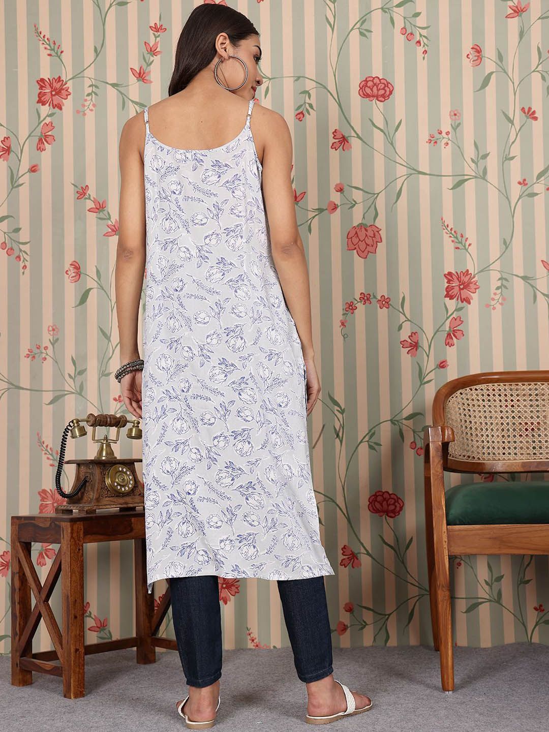 Dhiyona OD Women Floral Printed Thread Work Kurta