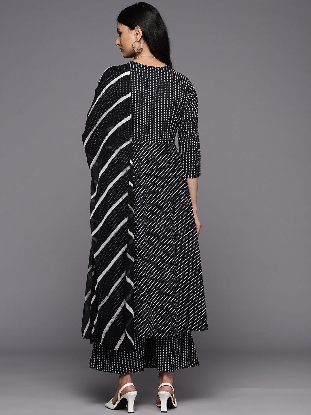 Dhiyona VA Women'sPrinted Empire Pure Cotton Kurta With Palazzos & With Dupatta