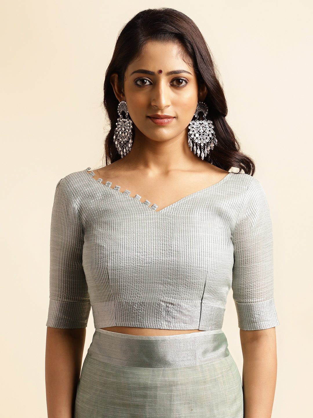 Dhiyona GR Women's CT Sea Green Cotton Linen Silk Embroidered Saree