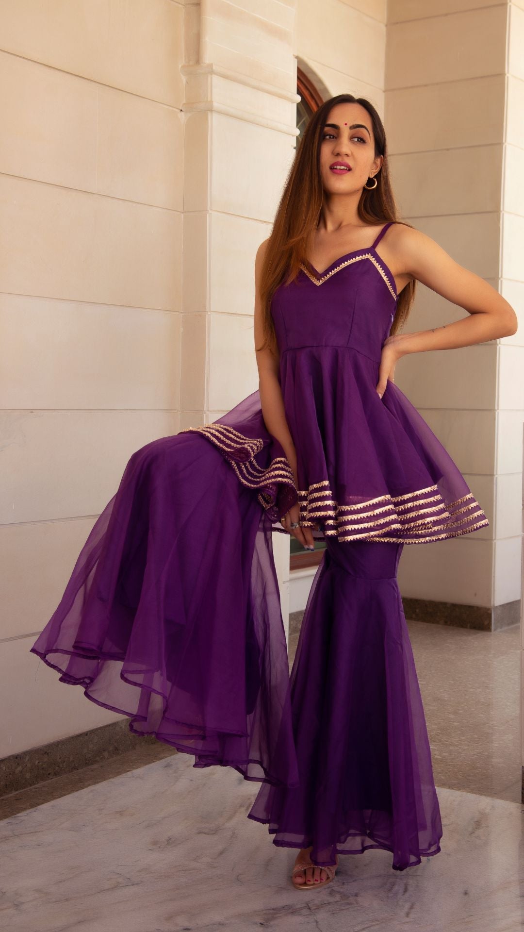 Masakali Purple Organza Sharara Set