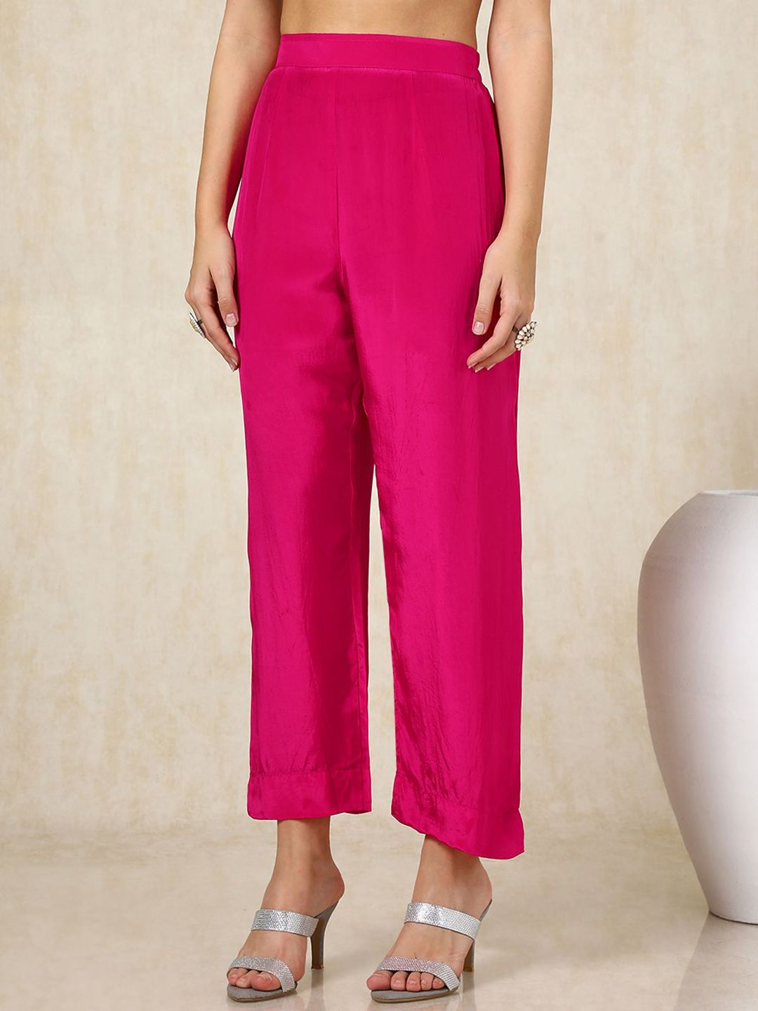 Dhiyona SO Women's Mirror Embroidered Regular Mirror Work Kaftan Kurta with Palazzos